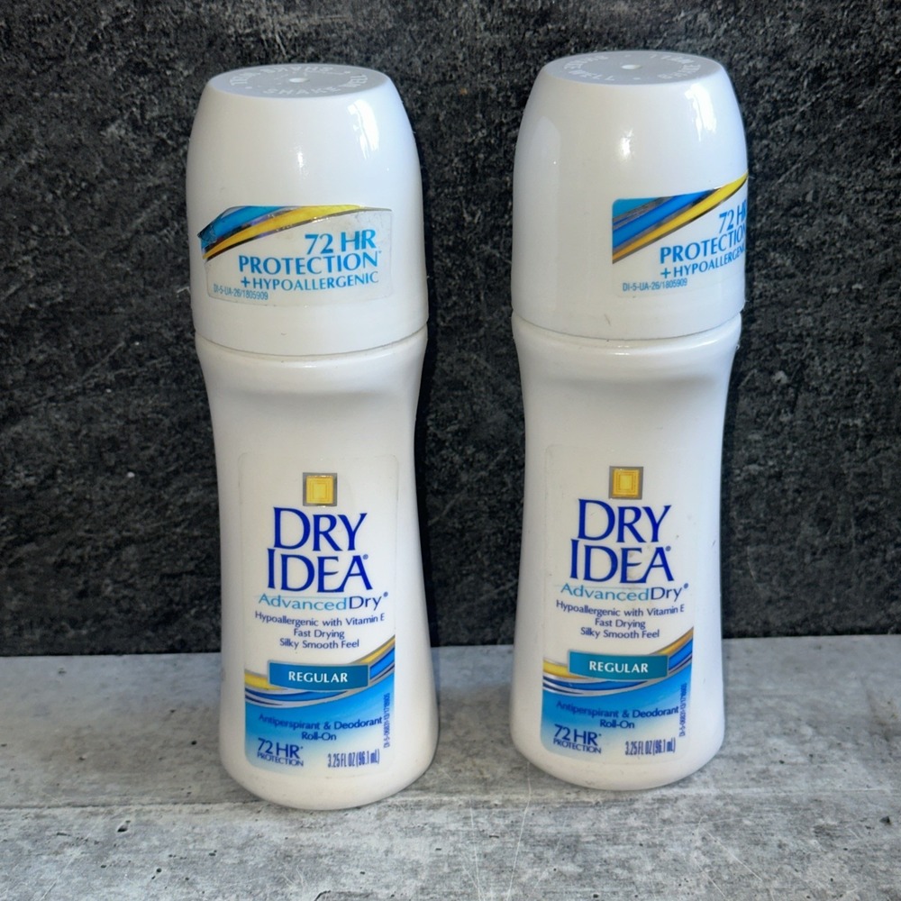 2 Lot Dry Idea Regular OLD Formula Anti-perspirant Deodorant Roll on 3.25oz